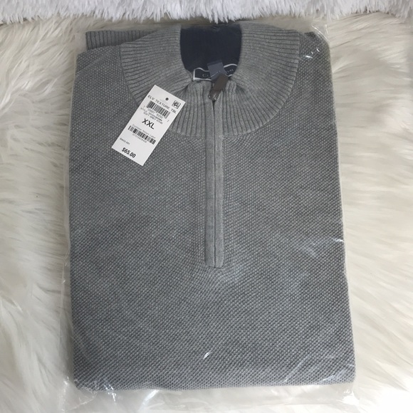 CLUB ROOM Grey Textured Quarter Zip Pullover Sweat - Picture 4 of 11